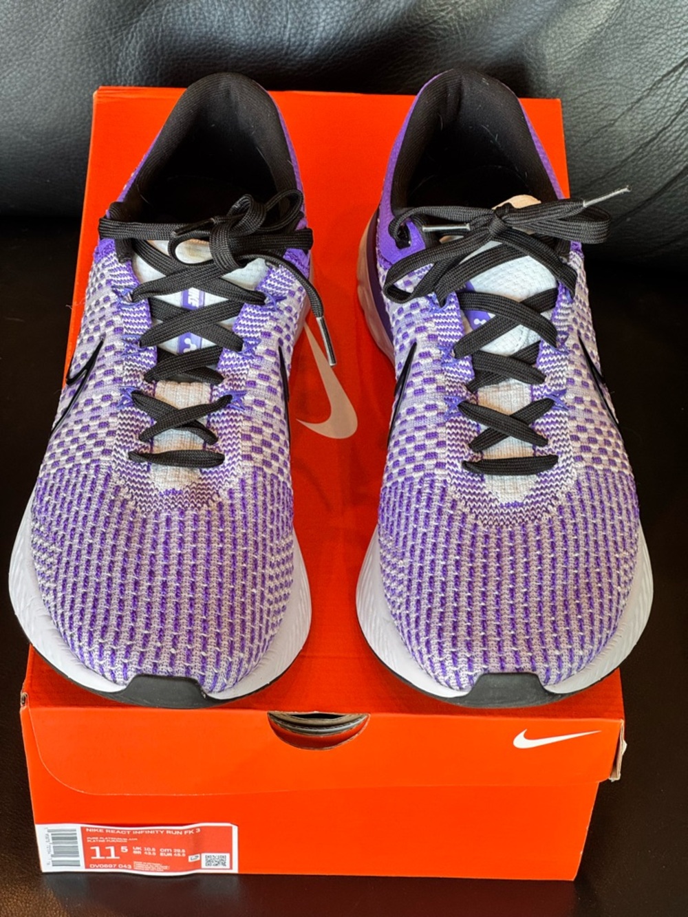 Nike Purple and White Flyknit Trainers